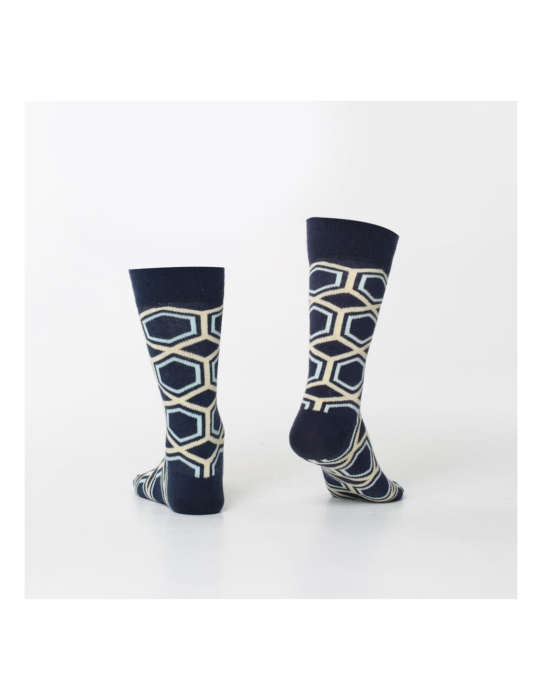 Navy blue men\'s socks with patterns SM14 - Online store - Boutique